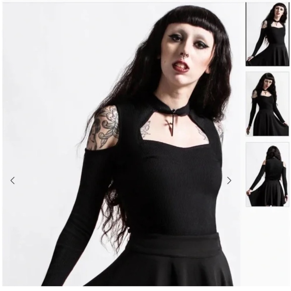 Killstar DOUBLE CROSSED LONG SLEEVE TOP Gothic top long sleeve